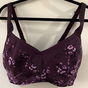 Torrid Active Sports Bra Womens 38F Purple Floral Underwire J Hooks